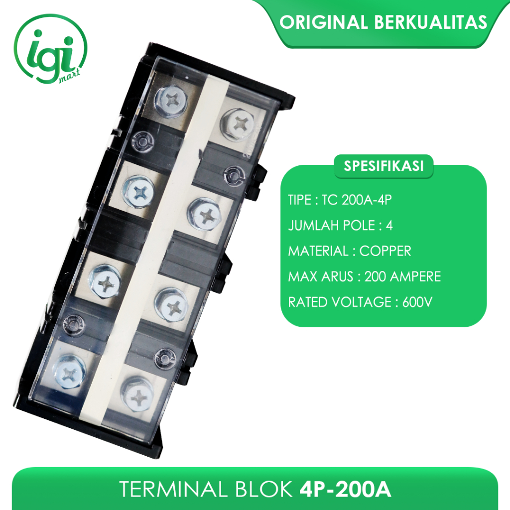 Jual TERMINAL BLOK 4 POLE 200A - TERMINAL BLOCK TC-20004 TC SERIES ...