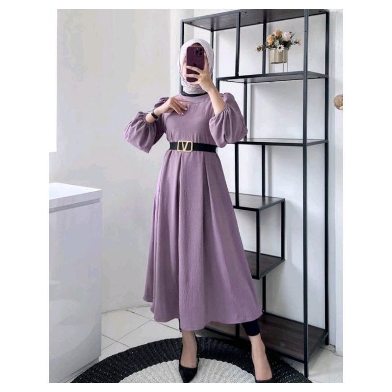 Jual S M L Xl Xxl Elita Midi Dress Korean Look Style Terbaru Baju Remaja Putih Polos Gamis