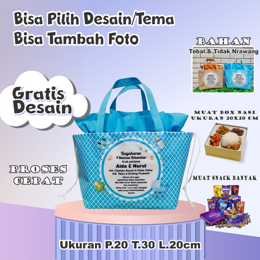 Jual TAS 4 BULANAN FREE DESAIN / TAS SERUT TASYAKURAN KEHAMILAN MUAT