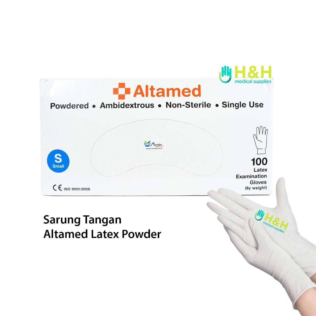 Jual Sarung Tangan Karet Altamed Latex Powder / Hand Gloves Latex ...