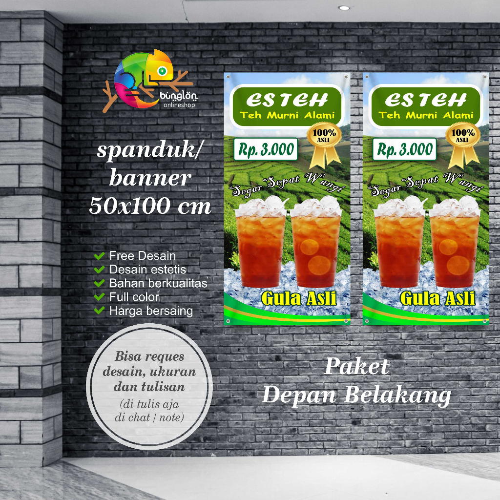 Jual Size 50x100 Plang Spanduk Banner Es Teh Murini Teh Jumbo Teh