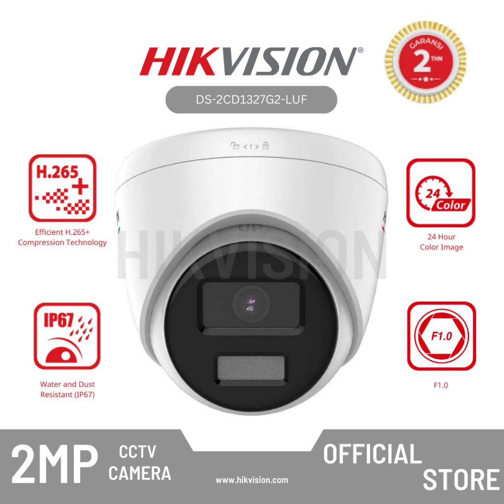 Jual HIKVISION DS 2CD1327G2 LUF Camera IP CCTV 2 MP ColorVu MD 2 0 Fixed Turret Network