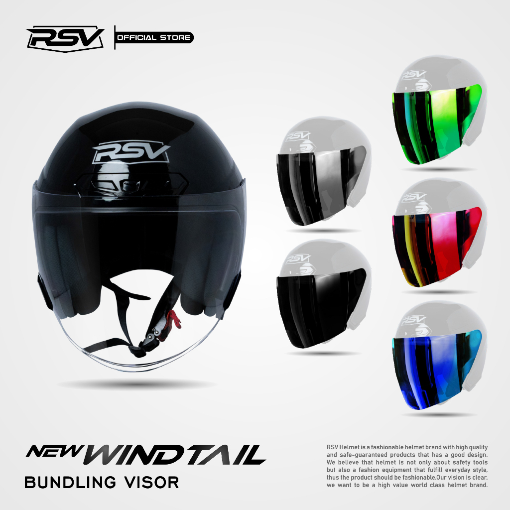 Jual Helm Rsv New Windtail Black Glossy Single Visor Bundling Visor