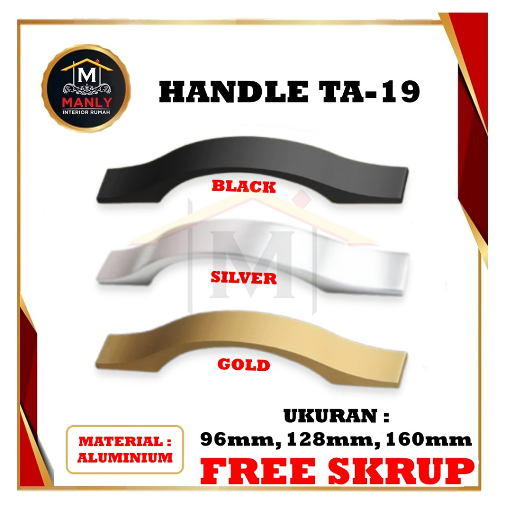 Jual Handle Tarikan Lemari Minimalis Ta Tarikan Laci Aluminium Anodize Black Dan Gold Mm