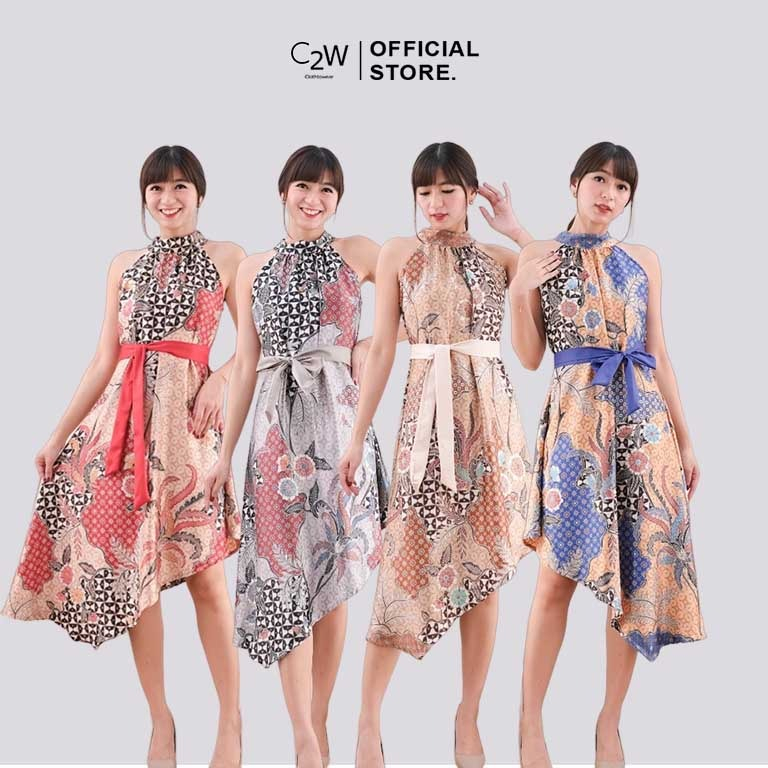 Jual C2w Clothtowear Dress Batik Wanita All Size Satin Womens Clothes 640 Skr Shopee Indonesia 