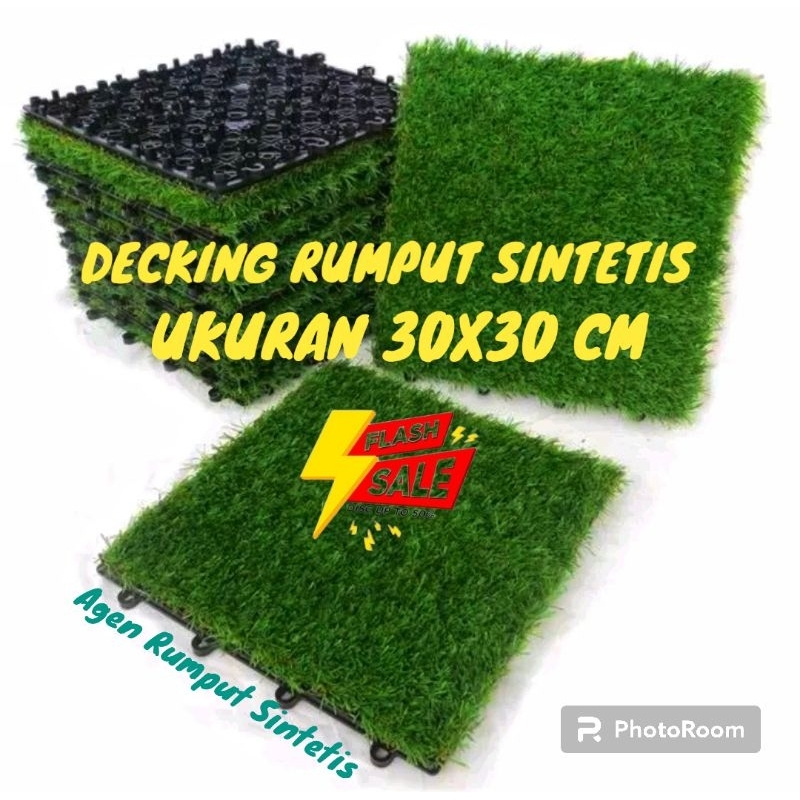 Jual DECKING TILE LANTAI RUMPUT SINTETIS PREMIUM UKURAN 30X30 CM TIPE ...