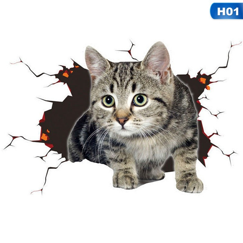 Jual Stiker Kucing Lucu 3D wallpaper sticker hewan aksesoris hiasan ...