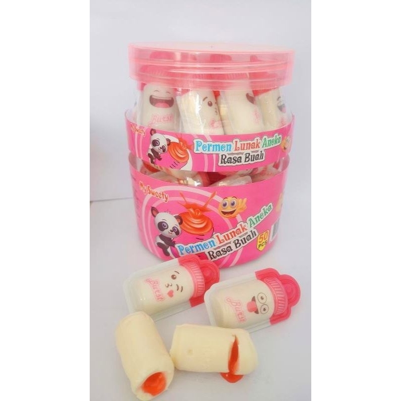 Jual Permen Cemilan Snack Lunak Botol Susu Milk Bottle Panda Beruang