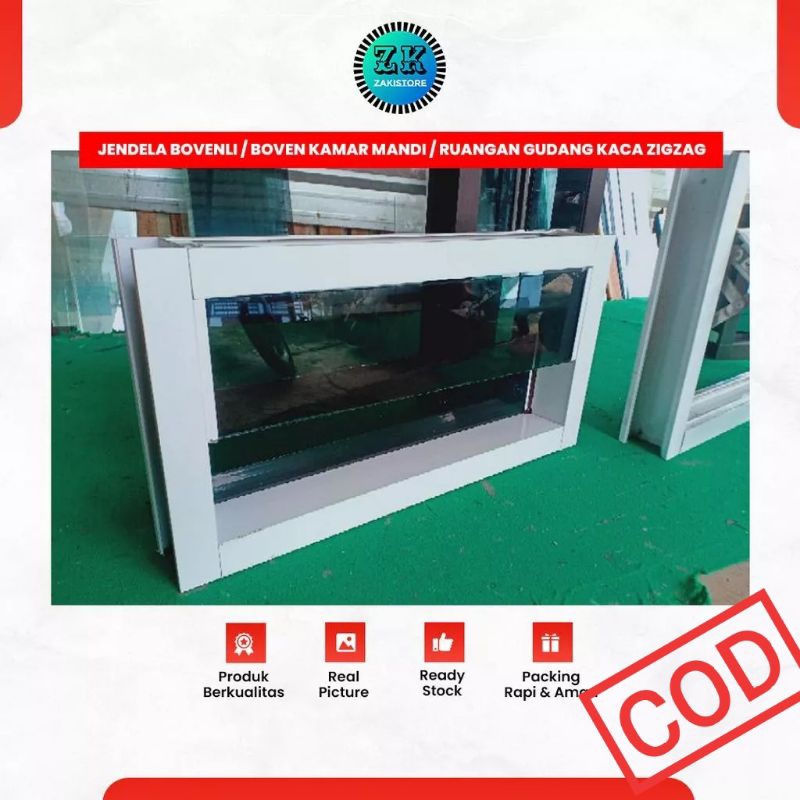 Jual Jendela boven kamar mandi 40x60 Kaca Zigzag Jendela Aluminium