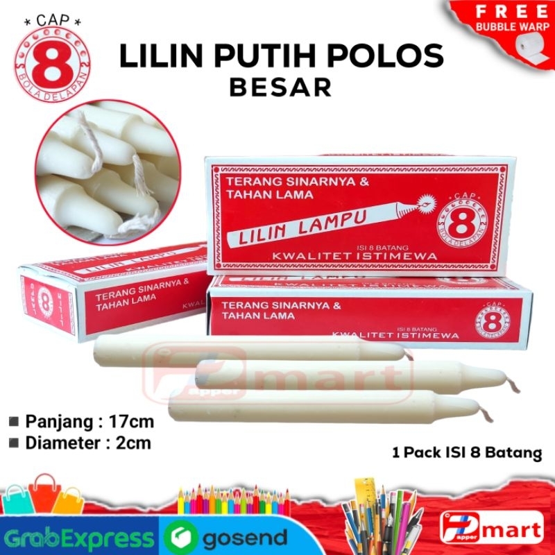 Jual Lilin Putih Polos Lilin Lampu Mati Cap Bola Delapan Lilin