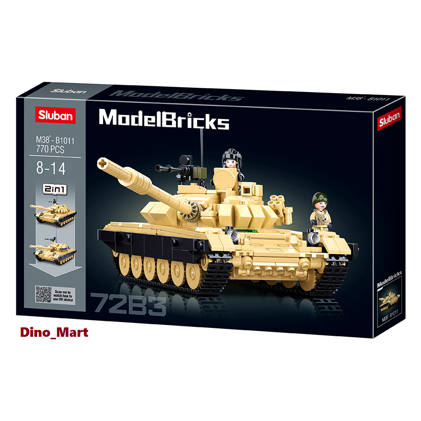 Sluban - Model Bricks-99A Main Battle Tank 2-in-1 893 stuks, M38-B0790, meerkleurig