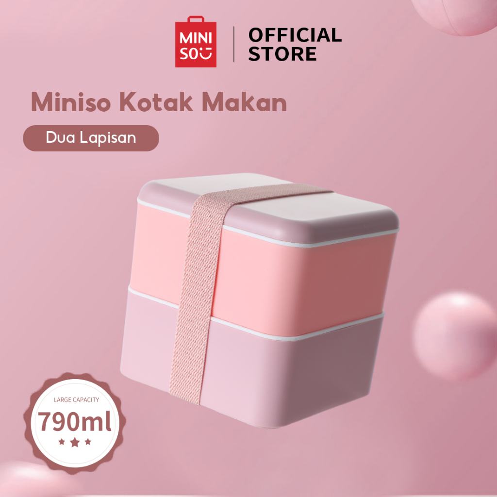 Jual Miniso Kotak Makan Lunch Box Kotak Bekal Ml Kotak Nasi Dua Lapisan Kapasitas Tinggi