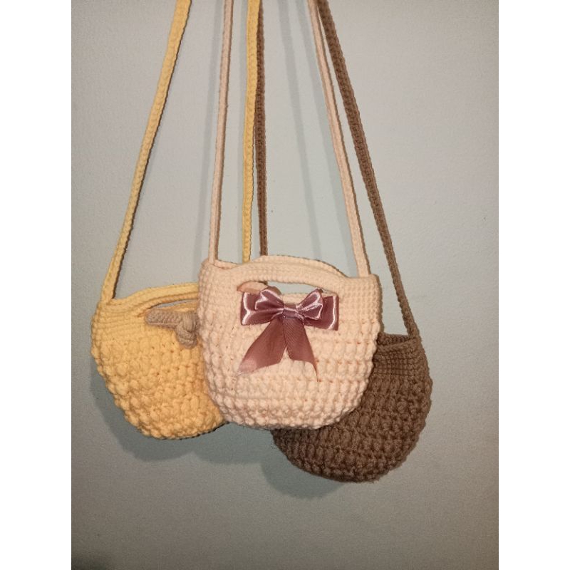 Jual tas selempang wanita | tas selempang rajut | tas rajut korea