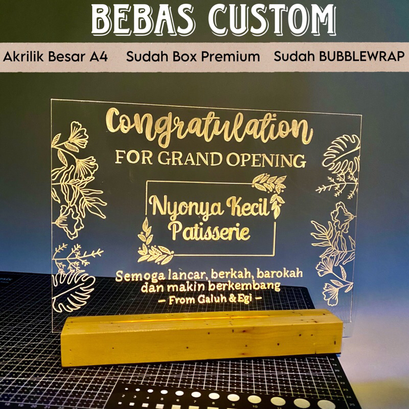 Jual AKRILIK LAMPU A4 BESAR Bebas Custom Wedding Grand Opening ...