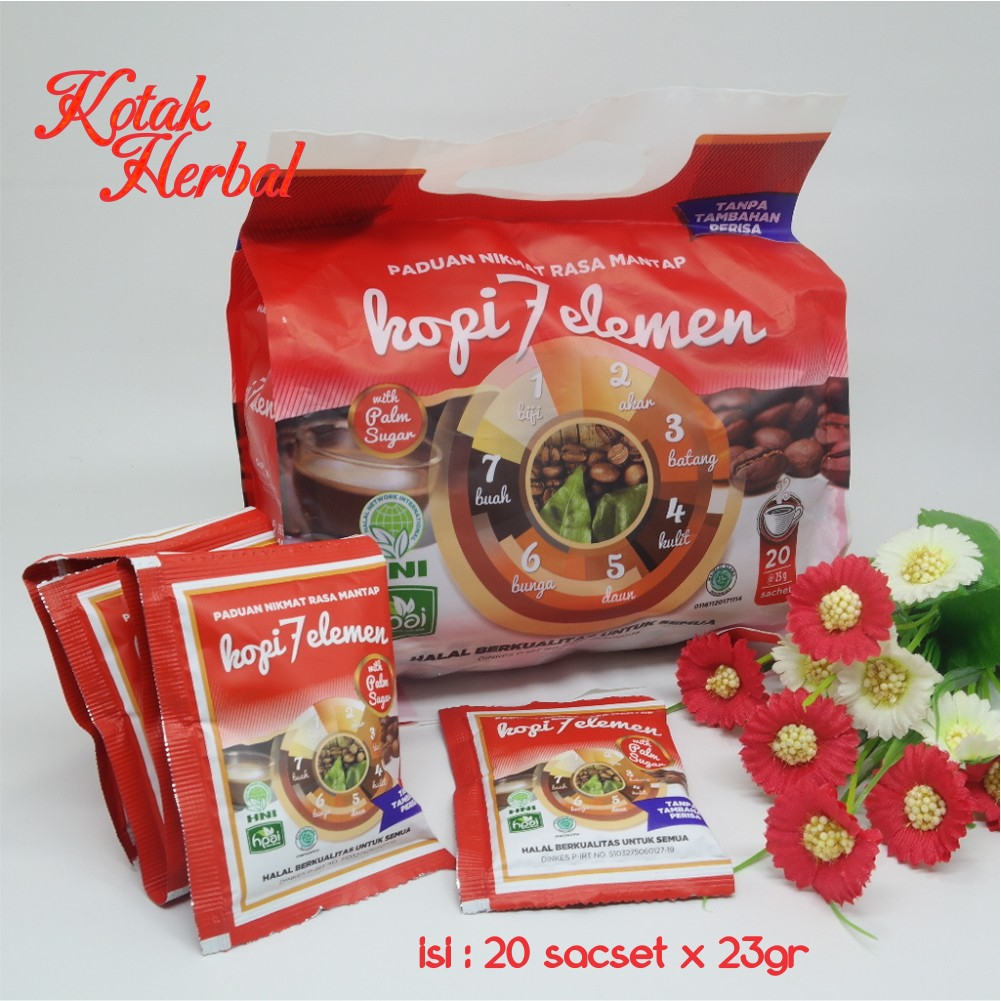 Jual kopi 7 elemen tanpa kafein dengan gula aren dan rampah kopi