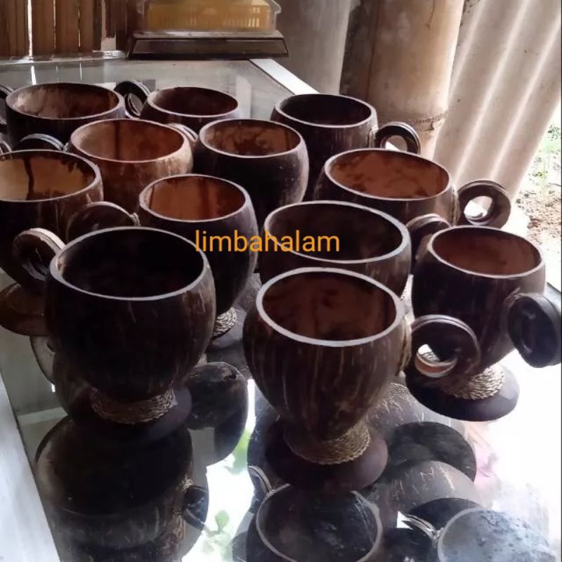 Jual Gelas Batok Kelapa Cangkir Kopiteh Jadul Unik Etnik Natural Alami Tempurung Kelapa 4205