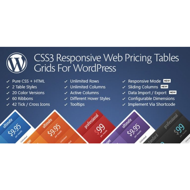 Jual CSS3 Responsive WordPress Compare Pricing Tables V11.5 | Shopee ...