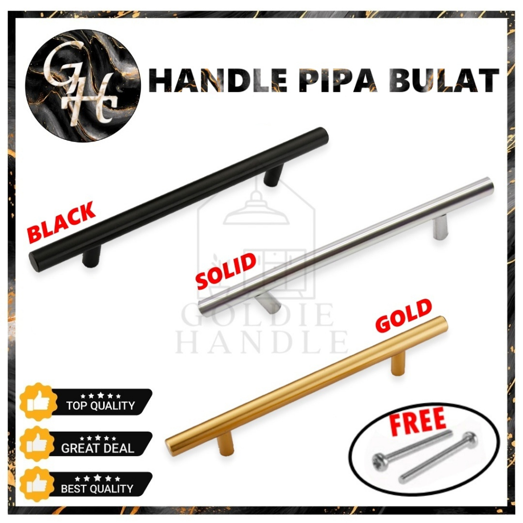 Jual Handle Laci Lemari Bentuk T Simple Tarikan Hitam Black Solid