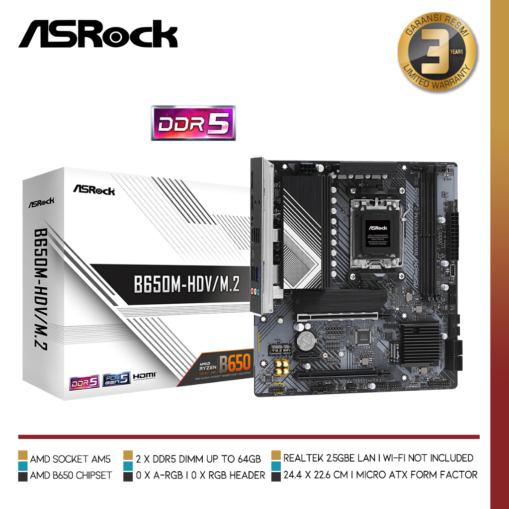 Jual ASROCK B650M-HDV/M.2 Ryzen 7000 Combo | Shopee Indonesia