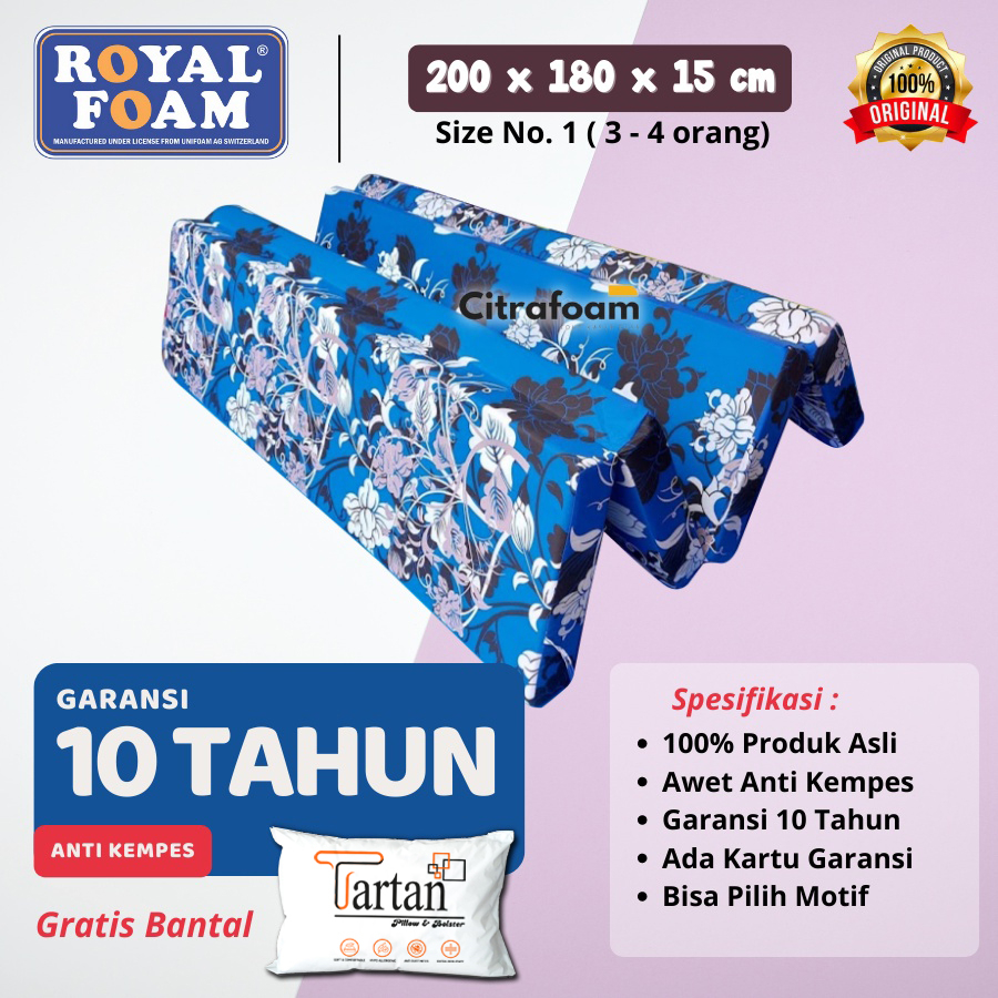 Jual Kasur Busa Royal Foam Lipat Ukuran 200x180x15 Garansi 10 Tahun