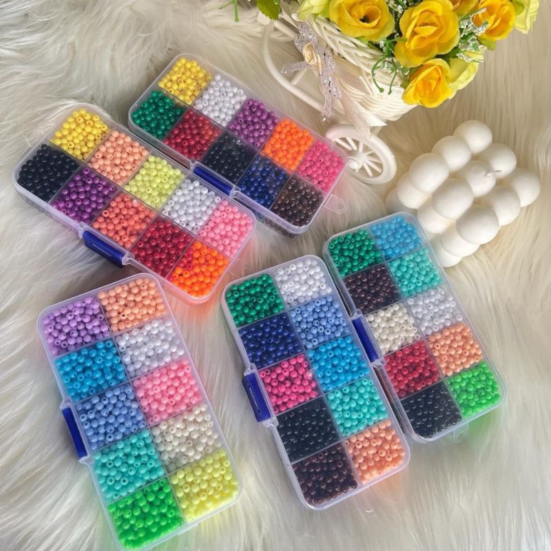 Jual Manik Set Box | Manik Susu | Beads 6/0 | Manik 4mm | Bahan Cincin ...