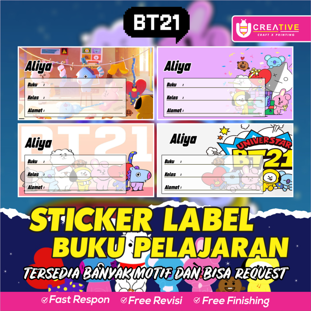 Jual Sticker / Label Buku Pelajaran Bisa Custom Nama (Isi 20pcs) Tema ...