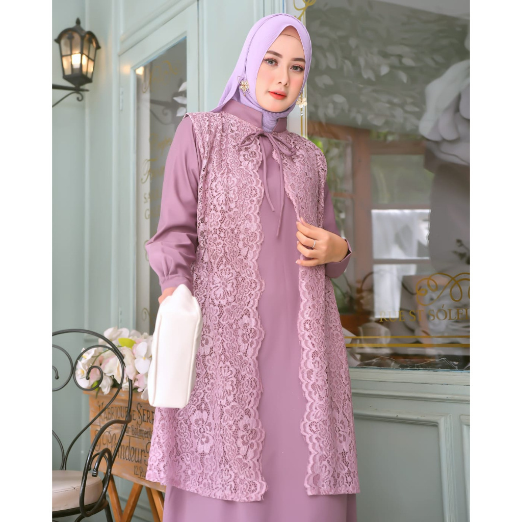 Jual Gamis Set Inner Dan Outer 2 In 1 Brukat Mix Toyobo Gamis Premium