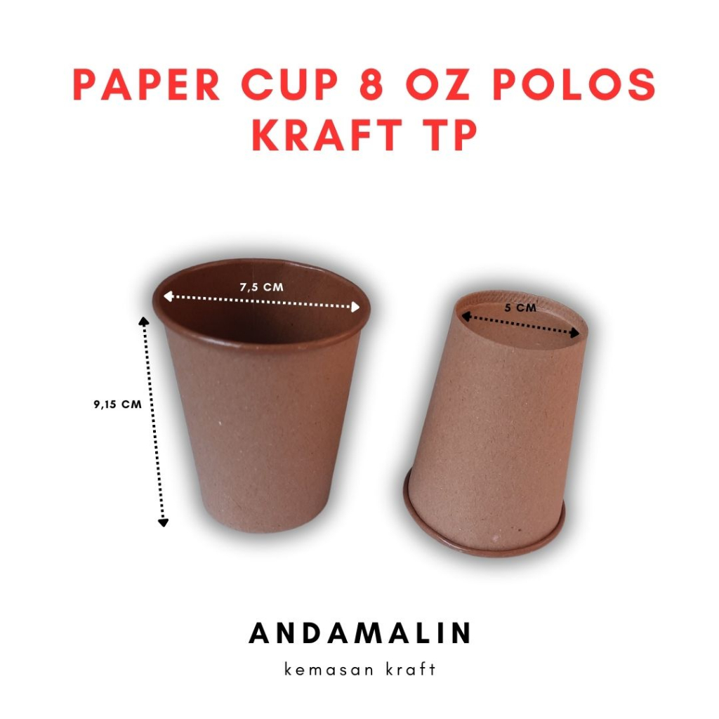 Jual Paper cup Tp 8 oz kraft polos 50 pcs | Shopee Indonesia