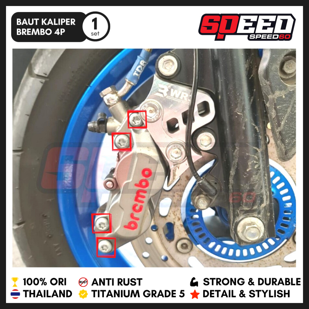 Jual Baut Titanium Dudukan Kaliper Brembo KTC 4 Piston Grade 5 King Nut ...