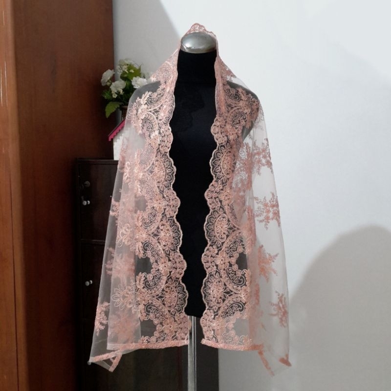 Jual Slayer pengantin/ selendang besan kebaya/ kerudung manten merah ...