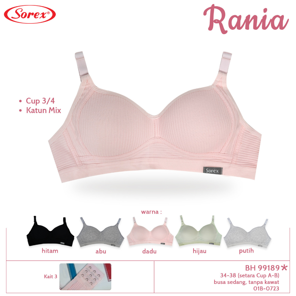 Sport Bra Sorex Tanpa Kawat Busa Tipis 01013 Dengan Kait 2 Untuk Aktivitas  Sehari-hari