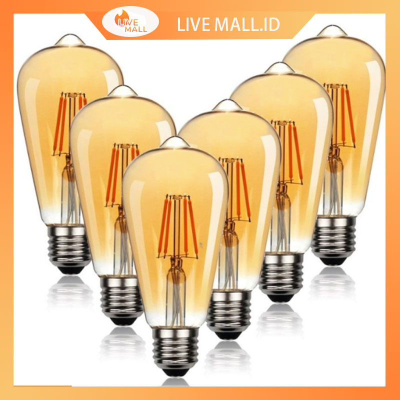 LAMPU LED FILAMEN WATT EDISON 4W ST64 G80 G45 C35 FILAMENT LED 4W BULB 4W  E27 OVAL LAMPU CAFE