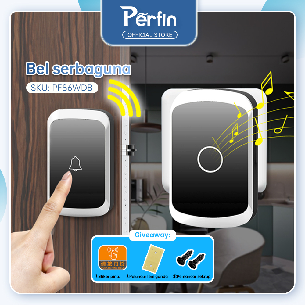 Jual Perfin PF86 Bel Rumah Wireless Door Bell Waterproof | Shopee Indonesia