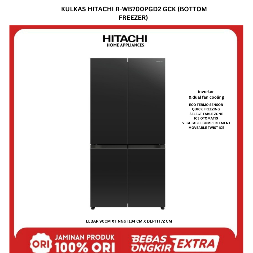 Jual KULKAS HITACHI R-WB700 PGD2 GCK(NEW) | Shopee Indonesia