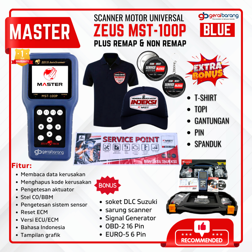 Jual Scanner Motor Injeksi Universal ZEUS MST100P 12 Merk Motor