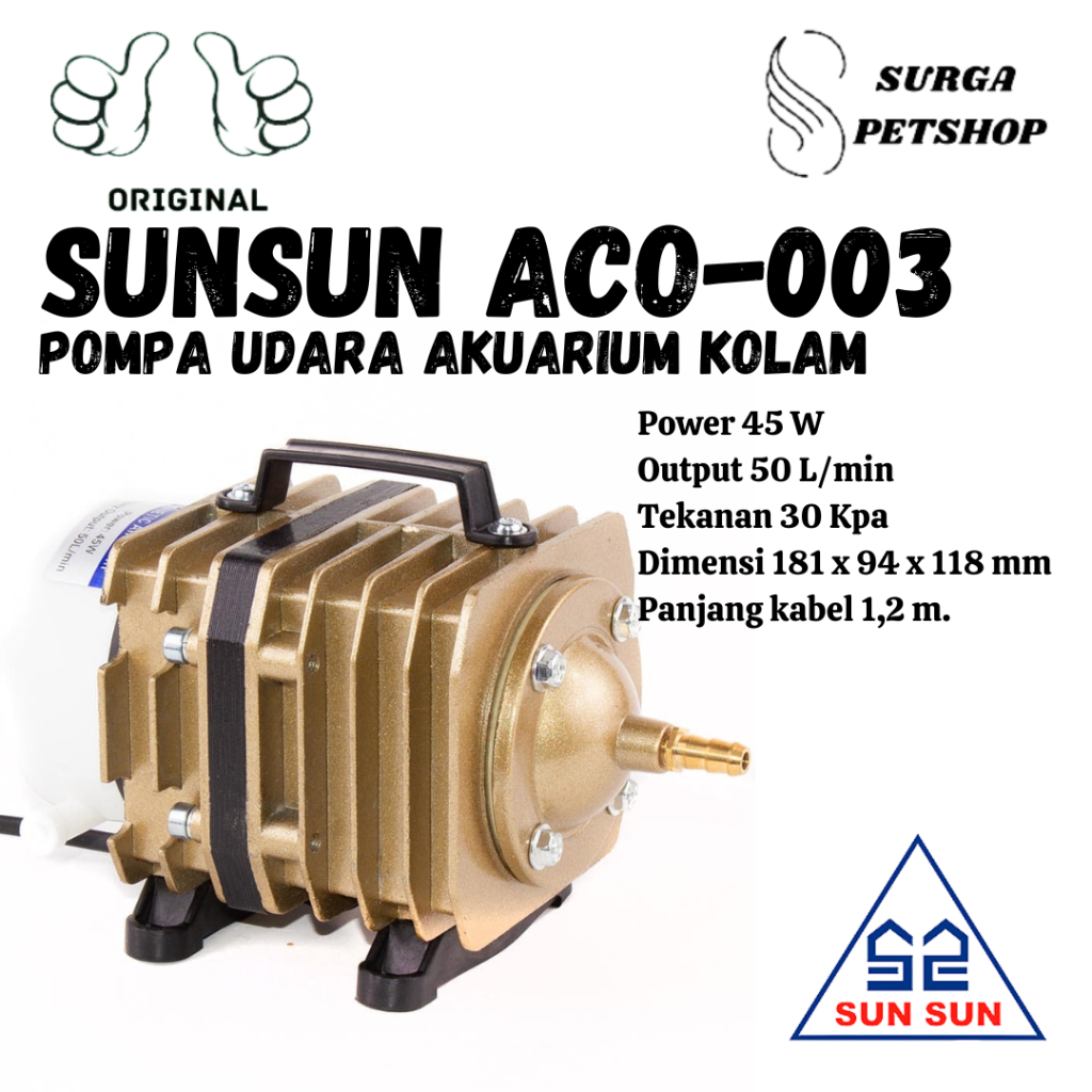 Jual SUNSUN ACO 003 Pompa Udara Aerator Akuarium Kolam Ikan YUTING ACO003 Air Pump Airator