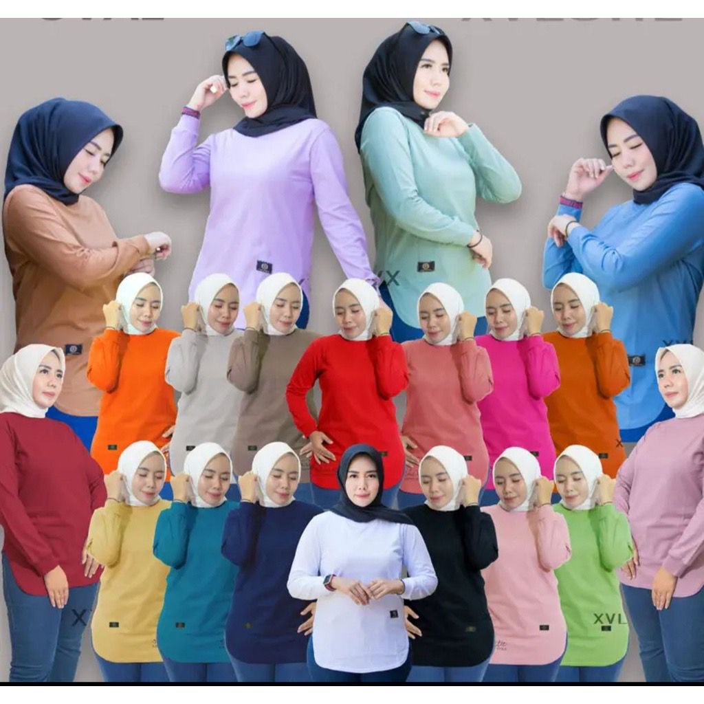 Jual [ TERLARIS ] KAOS WANITA POLOS MODEL OVAL TOP BASIC STYLE HIJAB ...