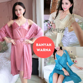 Miss Linje Baju Tidur Wanita Setelan Nightwear Kimono Satin Premium Bisa Buat Seserahan Kado