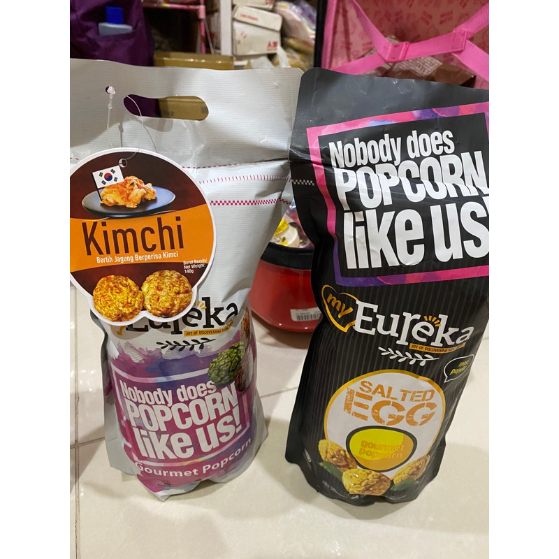 Jual EUREKA POPCORN KIMCHI ,EUREKA POPCORN SALTED EGG ,EUREKA KIMCHI
