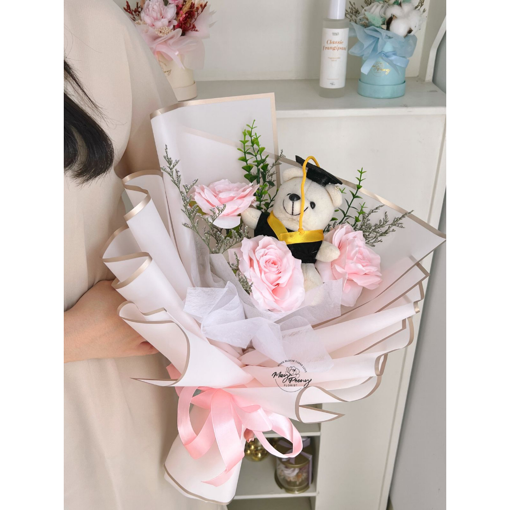 Jual Kiyomi Teddy Bouquet Buket Bunga Artificial Bucket Wisuda Buket