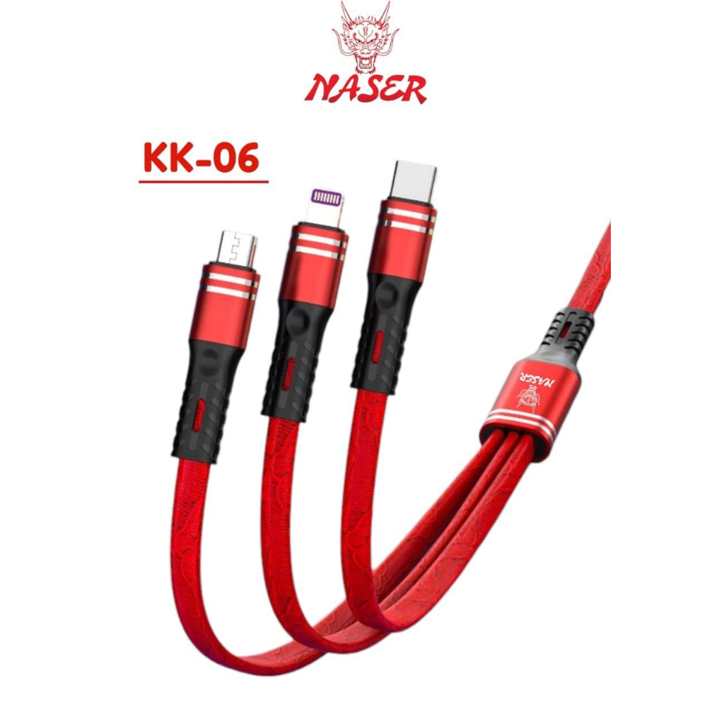 Jual NASER KABEL DATA CHARGER 3IN1 KK-06 / Usb Cable Data Fast Charging ...
