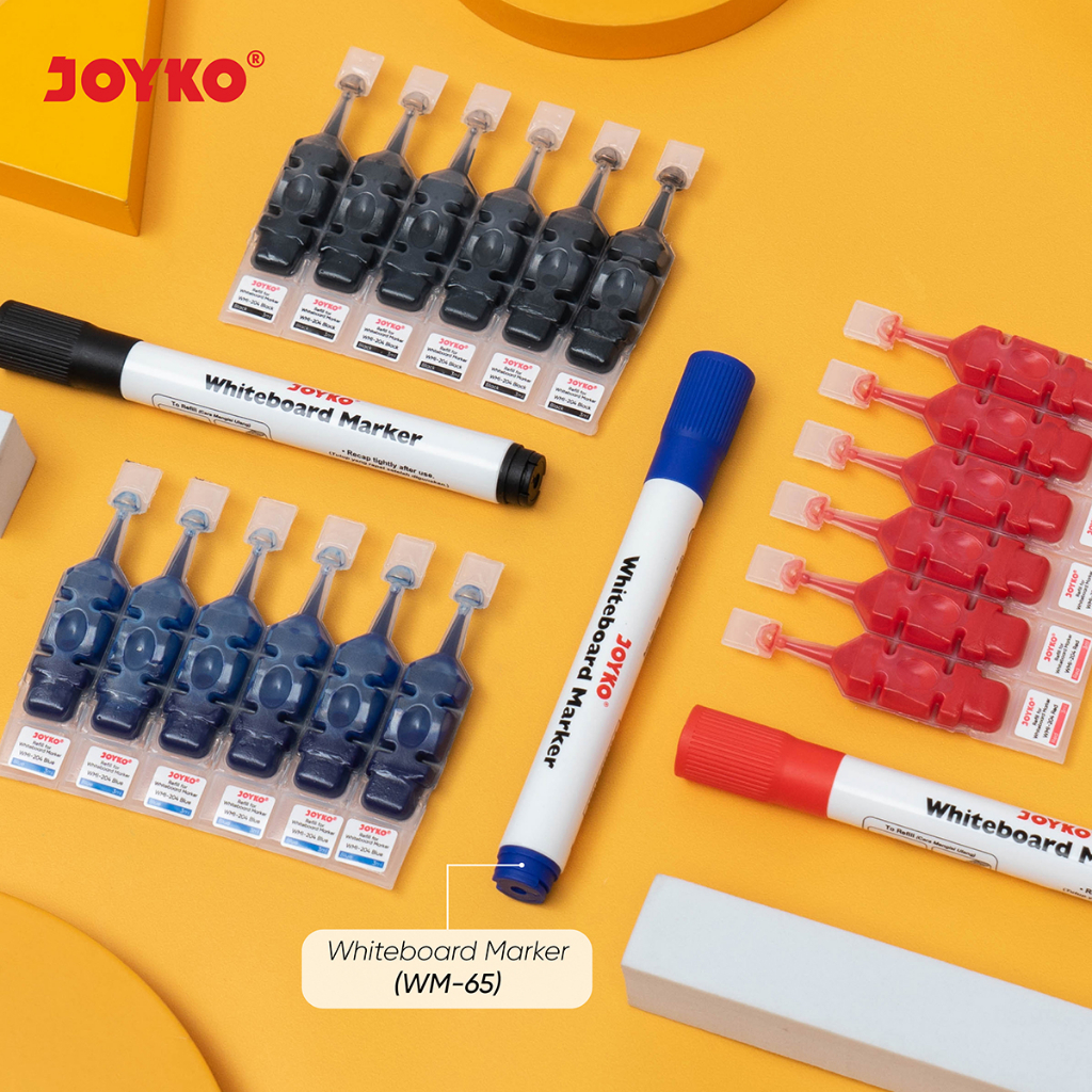Spidol Papan Tulis Dapat Dihapus Whiteboard Marker Joyko Refillable (7)