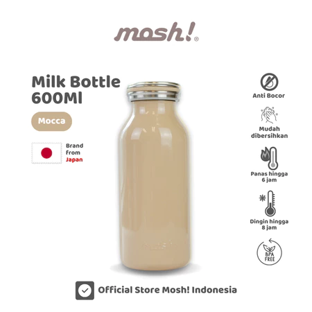 Mosh Milk Bottle Tumbler Stainless Steel 600ml - Botol Minum Termos Tahan Panas dan Dingin - Mocca