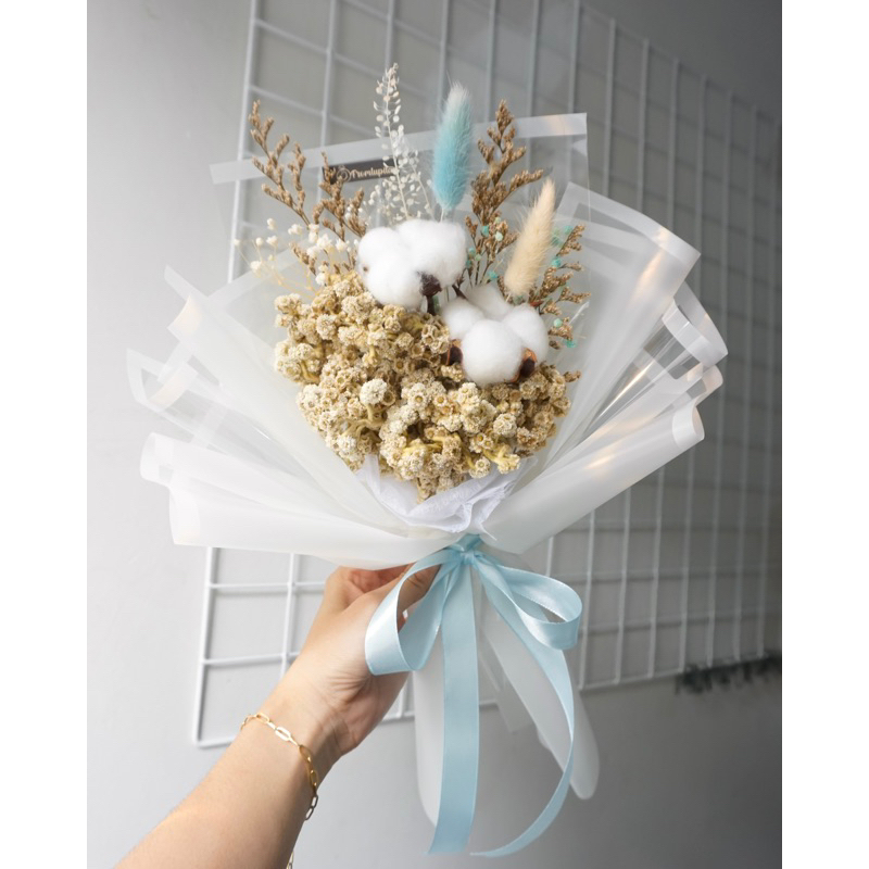 Jual Buket Bunga Aesthetic | Buket Bunga Preserved Bunga Kering (Ready