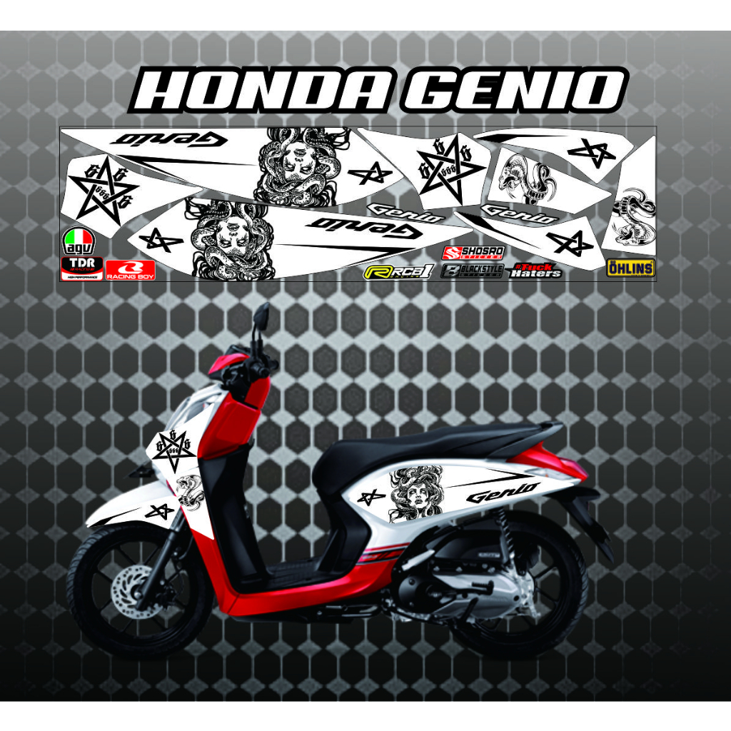 Jual Striping Motip Genio Fi Putih Setiker Polet Honda All Genio Striping Stiker Genio Variasi