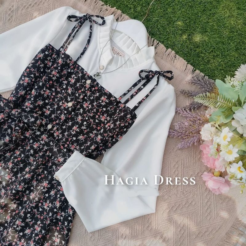 Jual Hagia Overall Dress Gamis Bunga Hagia | Shopee Indonesia