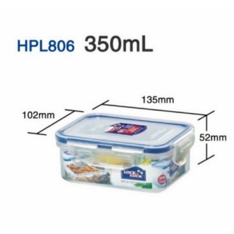 Jual LOCK & LOCK 350ml (HPL 806) Rectangular FOOD STORAGE Container