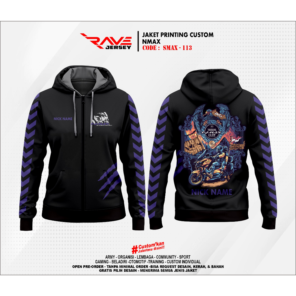 Jual JAKET MOTOR NMAX SESI PRINTING SUBLIM CUSTOM (DESAIN SUKA