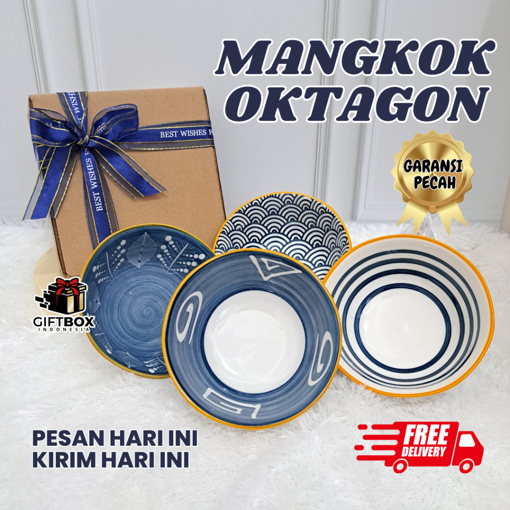 Jual Mangkok Nasi Jepang Octagon 5 Inch Mangkuk Sup Keramik Tahan Panas ...
