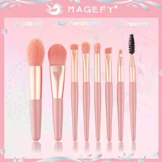 MAGEFY Kuas Make Up Set 8 Pcs/Set Eyeshadow Bibir Alis Sisir Powder Foundation Stabilo Kuas Kosmetik 5857